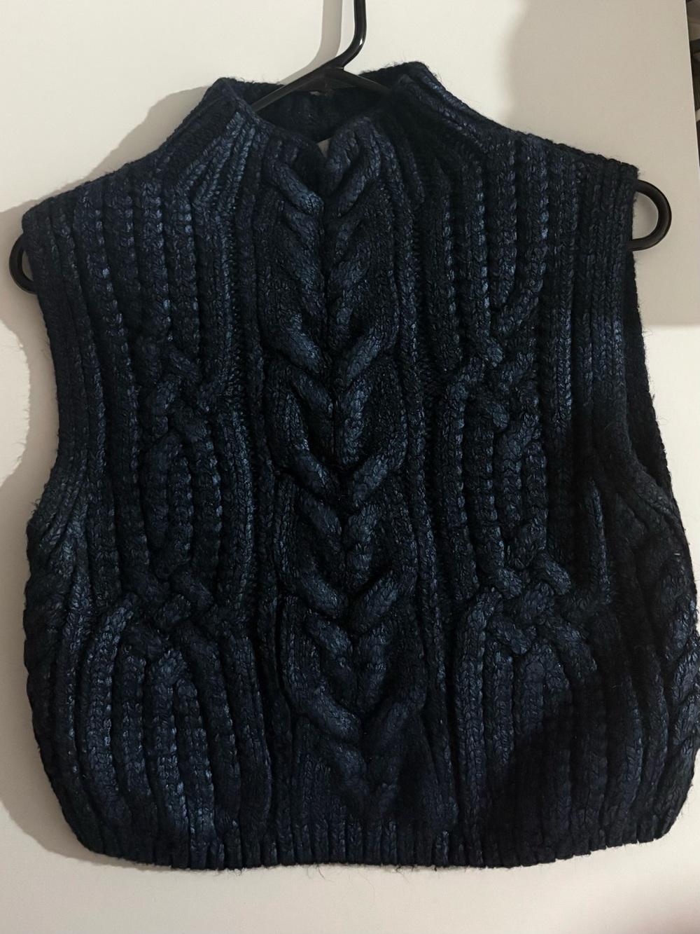 Zara Dark Navy Cable Knit Sleeveless Vest